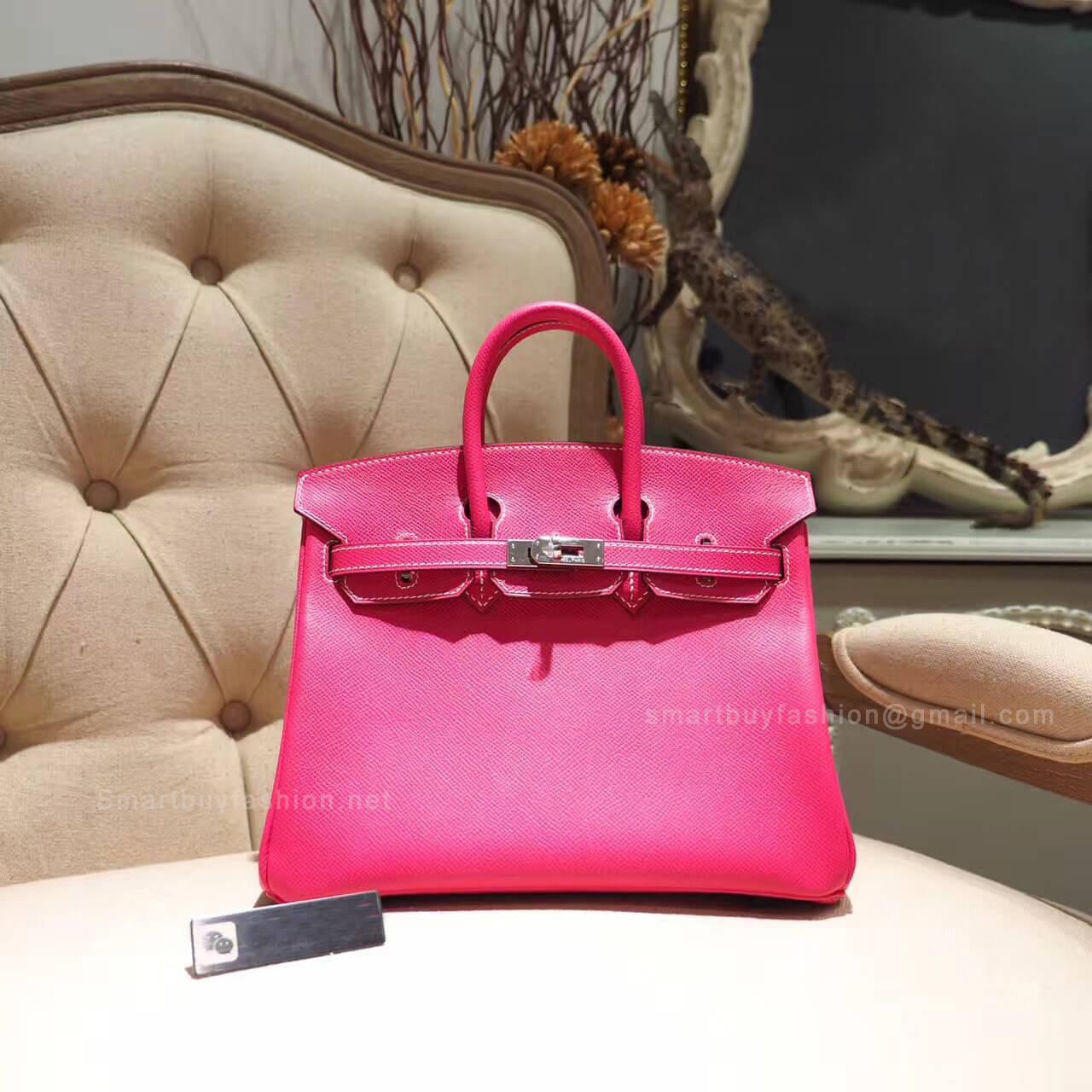 Hermes Birkin 25 Bag in e5 Rose Tyrien Epsom PHW